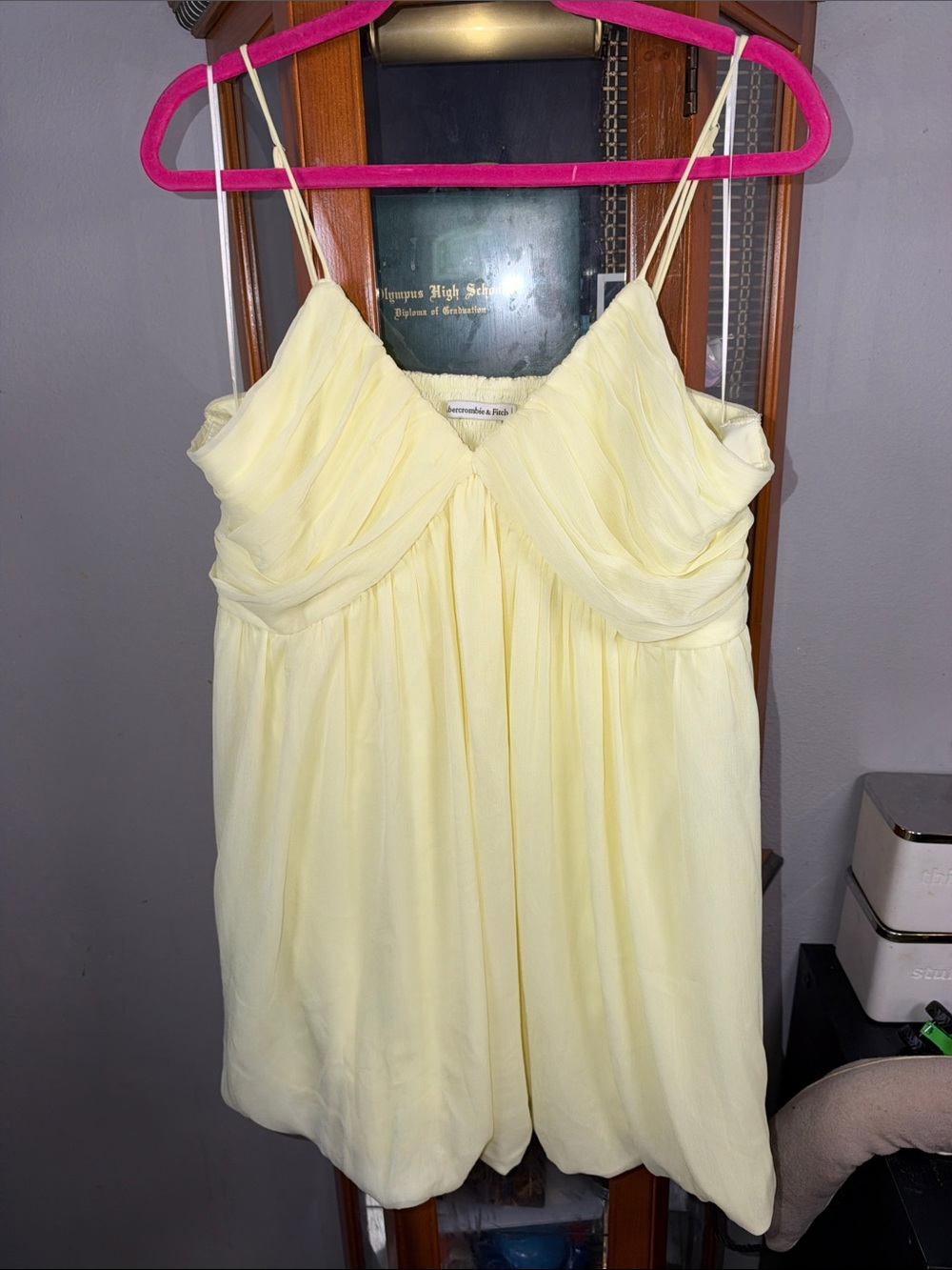 Abercrombie & Fitch Pale Yellow Chiffon Spaghetti Strap Camisole